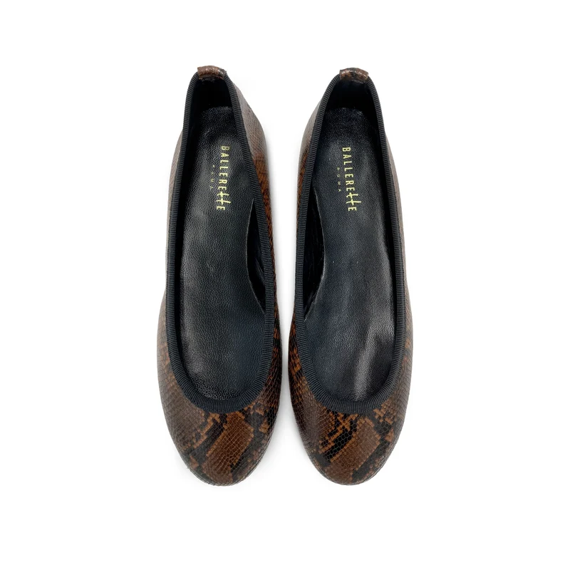 Ballerine in pelle stampa animalier marroni