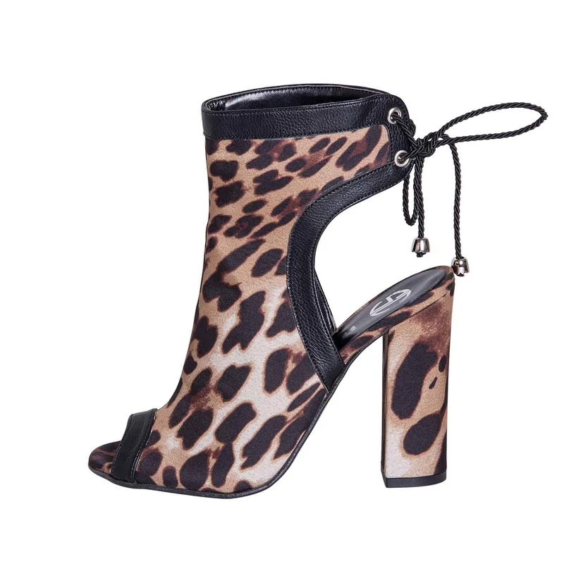 Tronchetti con tacco maculati open toe made in italy - offerte