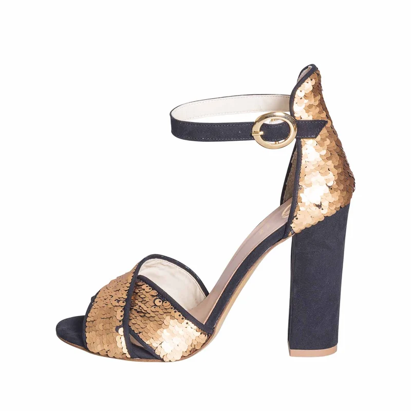 Sandali argento con paillettes tacco alto - offerte