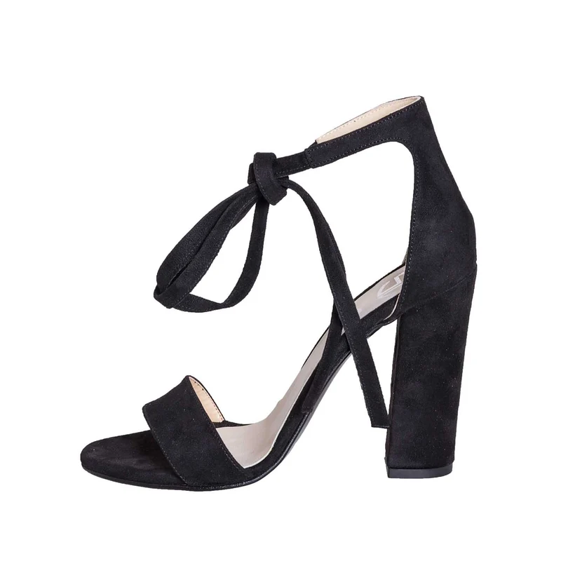 SANDALI CON LACCIO ALLA CAVIGLIA CAMOSCIO NERO - offerte