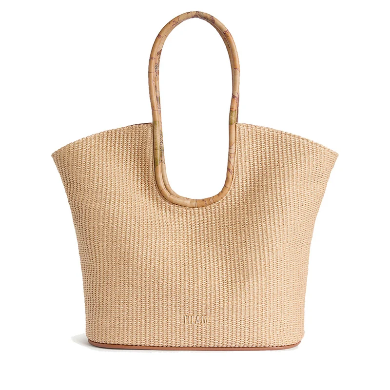 Shopping Bag 1A Classe Alviero Martini linea Sunny Rafia in Rafia Intrecciata Naturale LF45