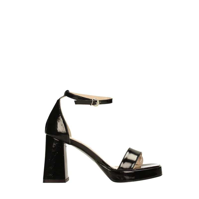 Sandali con mini plateau in vernice. Made in Italy. Tacco alto 9cm