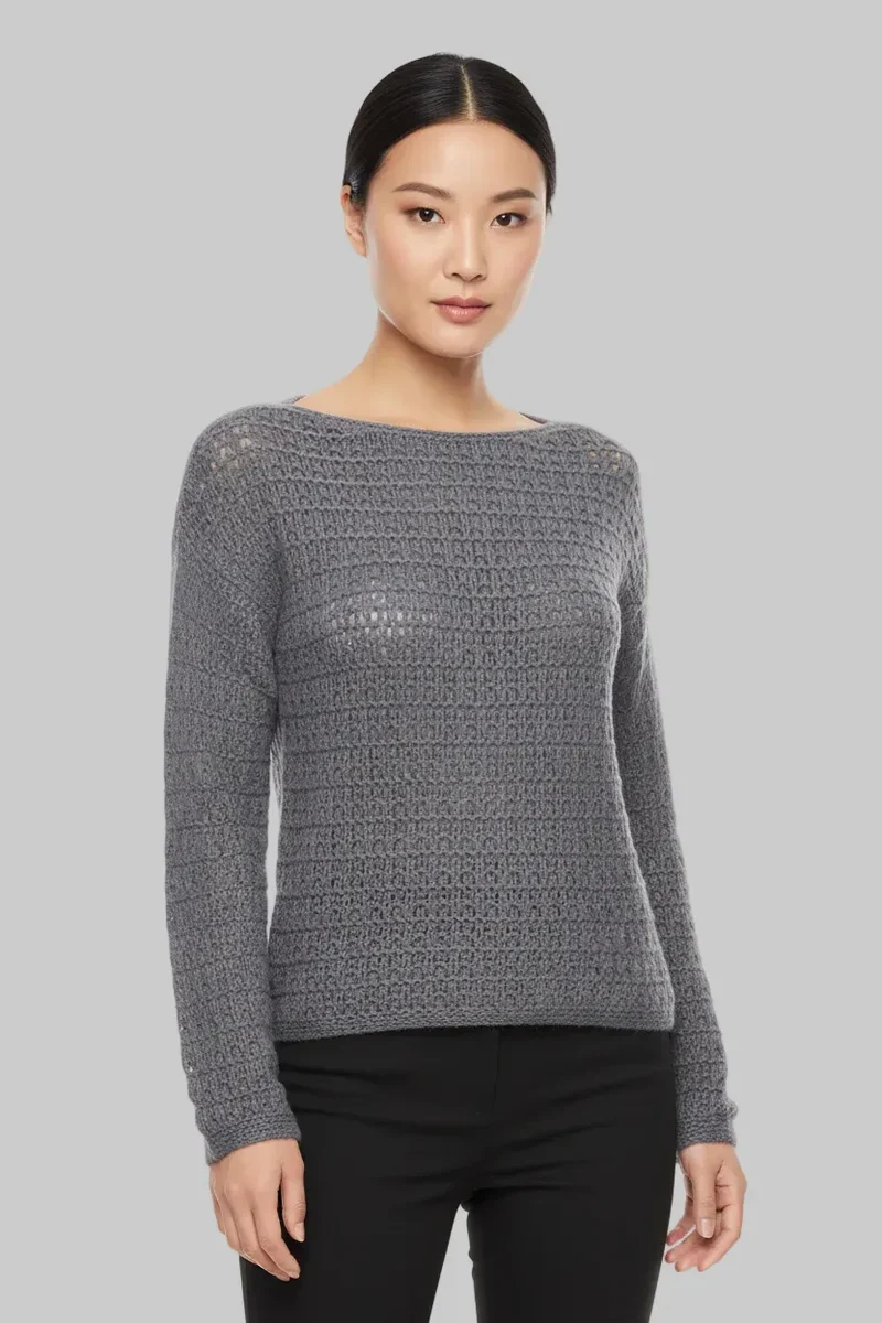 Maglia 441117 collo a barchetta tessuto tramato