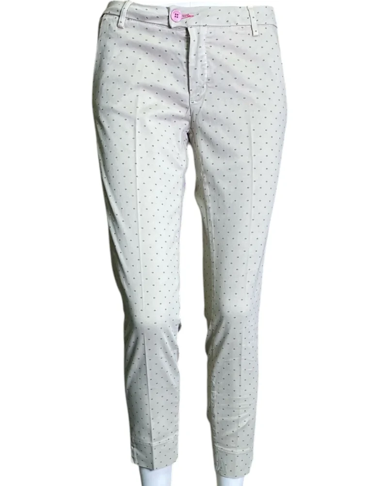 Pantalone a Pois con Bottone a Contrasto