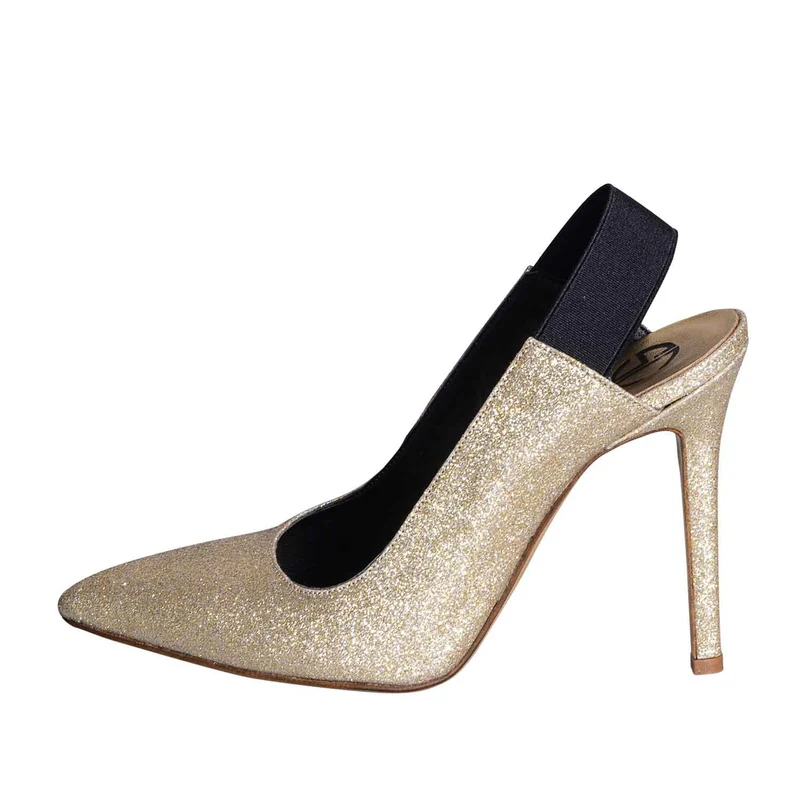 Scarpe a punta in glitter fino platino made in italy