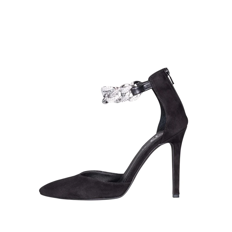 Scarpe a punta con tacco alto e catena chain