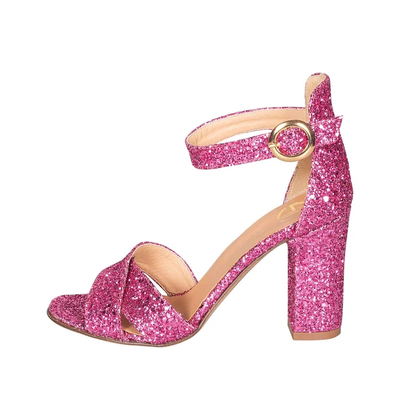 Sandali glitter verde tacco 9 cm
