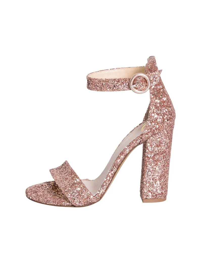 Sandali donna tacco alto glitter carne