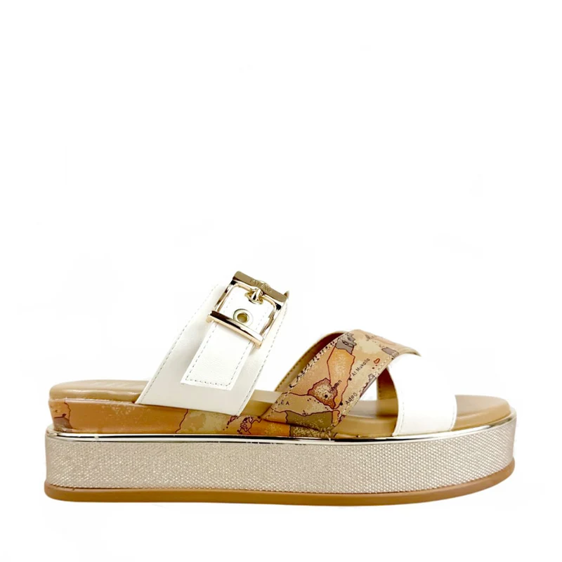 Ciabatte Platform 1A Classe Alviero Martini Bianco Sporco e Geo Beige 2493