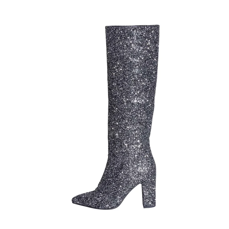 Stivale alti sotto al ginocchio glitter c.fucile