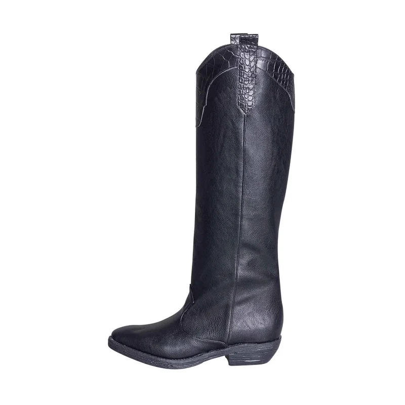 Stivali texani alti neri donna made in italy