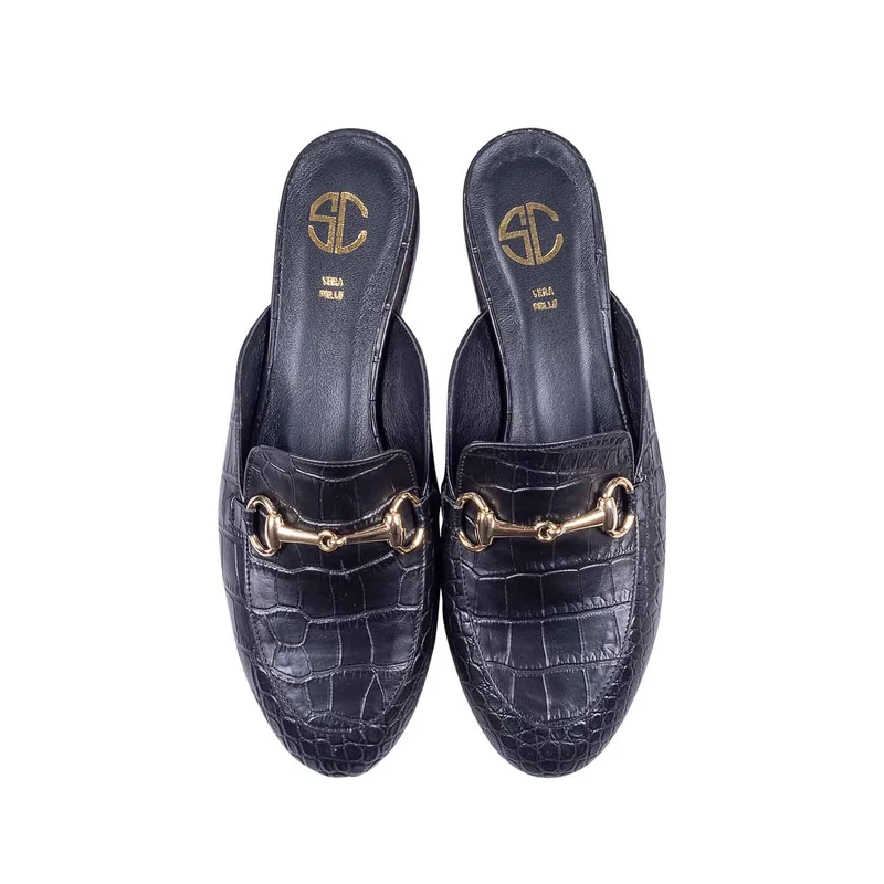 Mocassini a sabot cocco nero made in italy