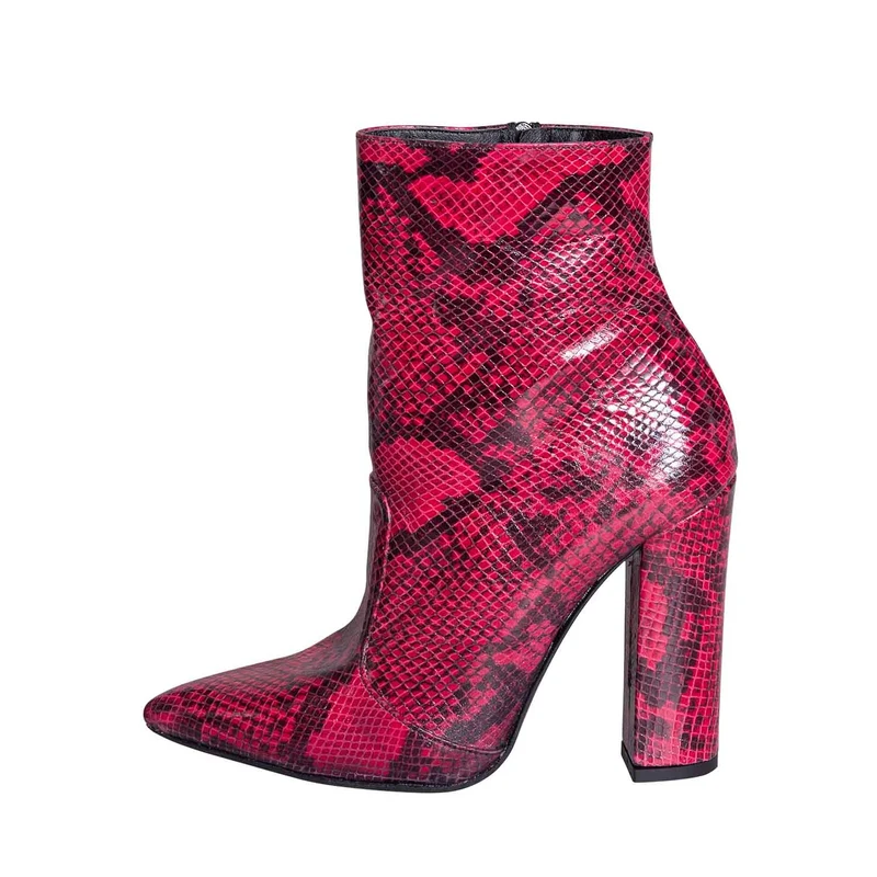 Stivaletti con tacco alto pitone fucsia