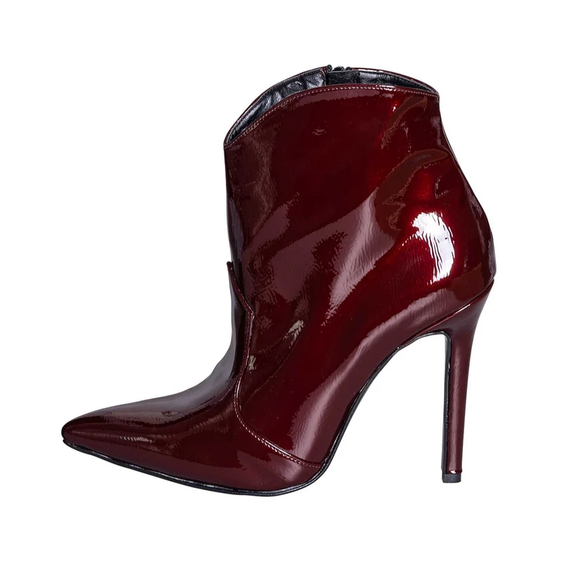 Tronchetto vernice bordeaux made in italy tacco alto