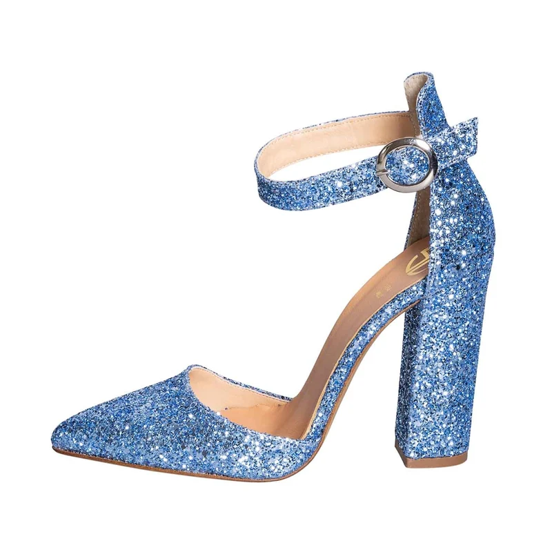 Scarpe a punta con tacco alto turchese