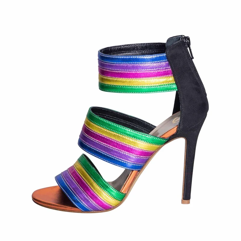 Sandali multicolor tacco alto made in italy