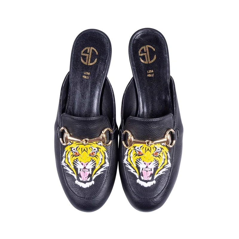 Mocassini slippers donna con tigre