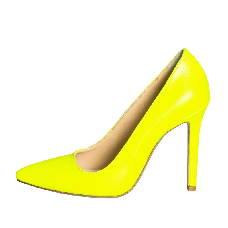 Scarpe fluorescenti gialle con tacco