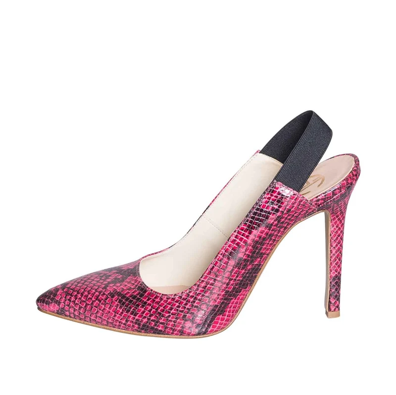 Scarpe a punta in pitone fucsia made in italy