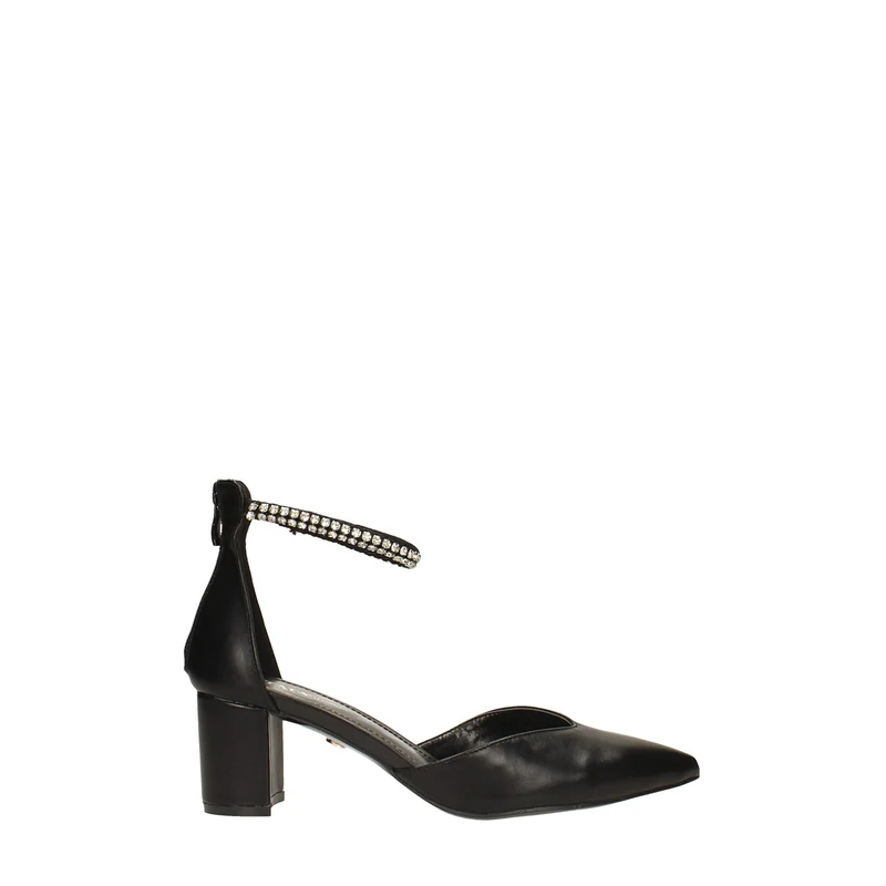 Décolleté a punta con cinturino con strass. Tacco alto 6cm