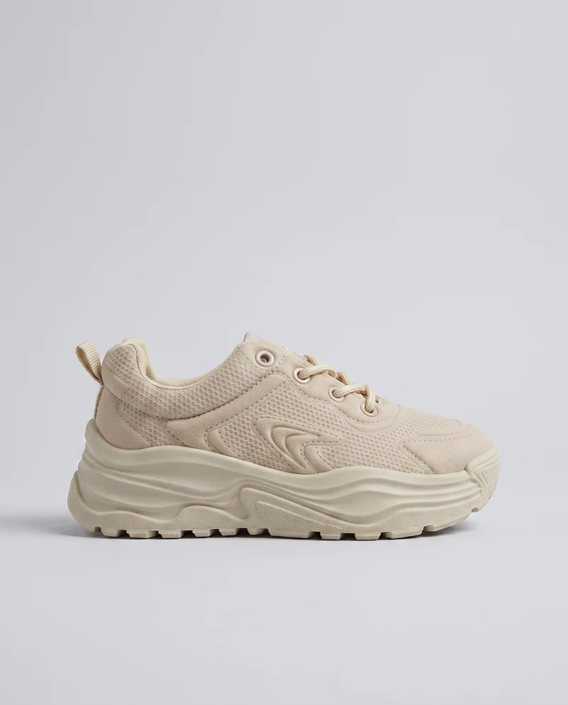 Sneakers da bambina in tessuto tecnico - Beige