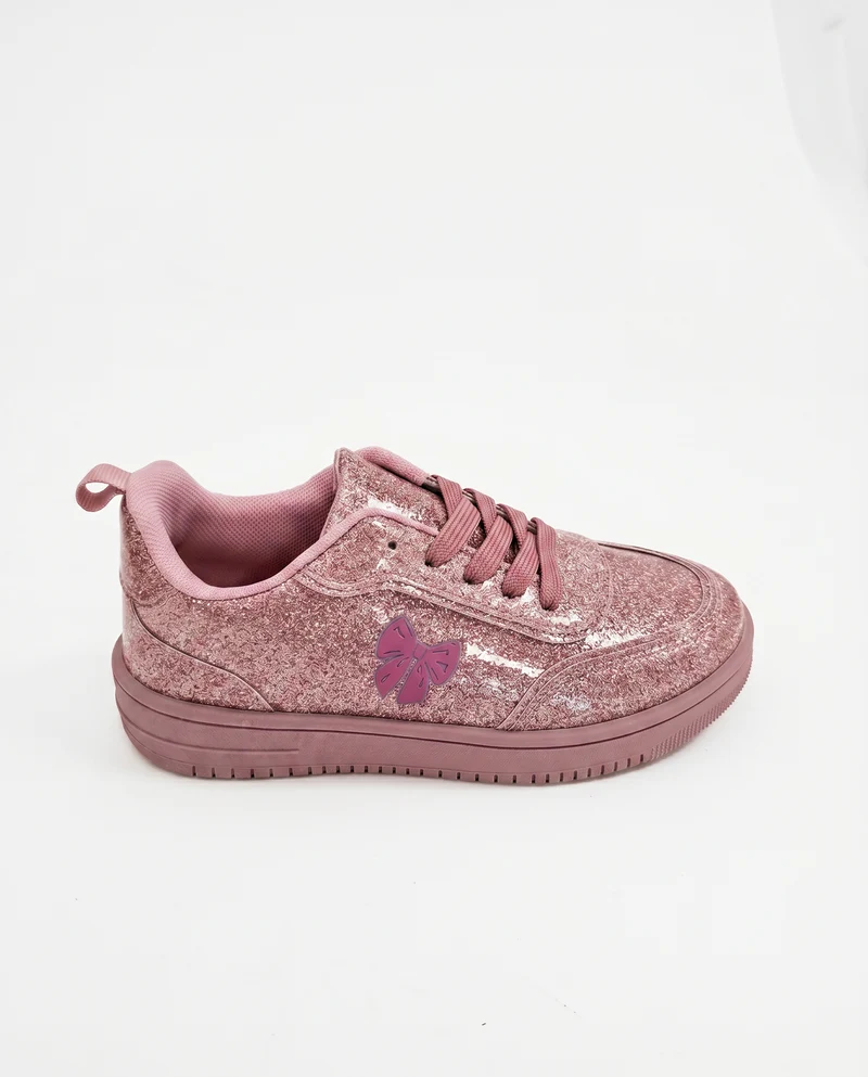 Sneakers rosa glitterate con fiocco - Rosa chiaro