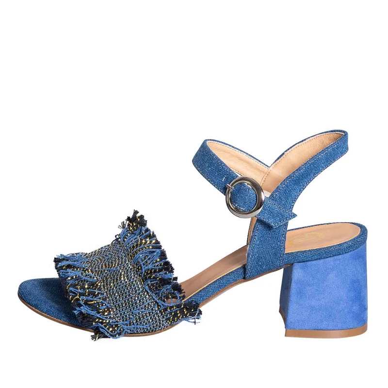Sandali blu jeans donna bassi