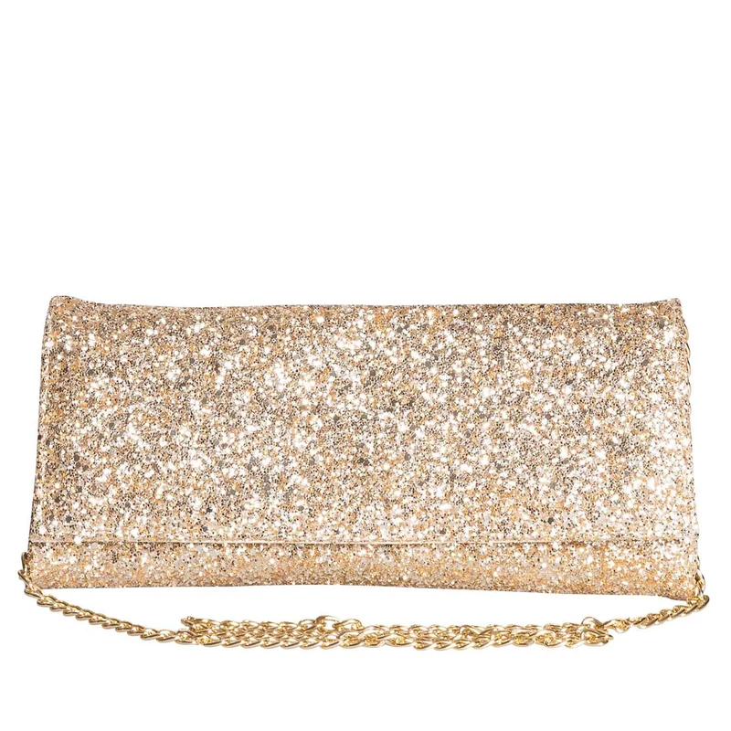 Borsa pochette glitter oro