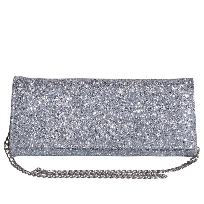 Pochette argentata in glitter made in italy