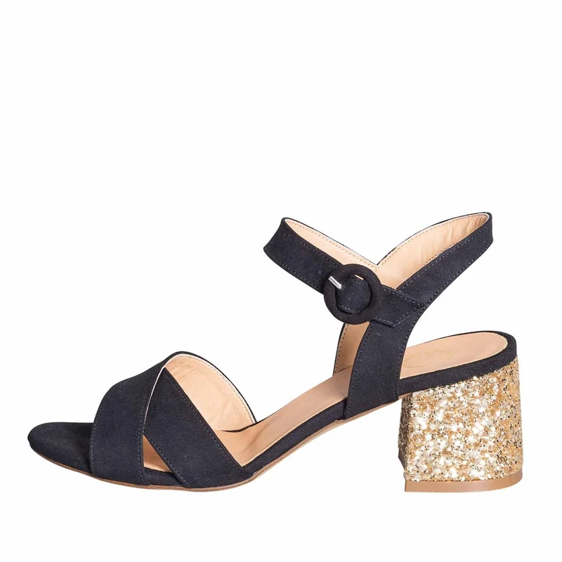 Sandali neri tacco basso made in italy