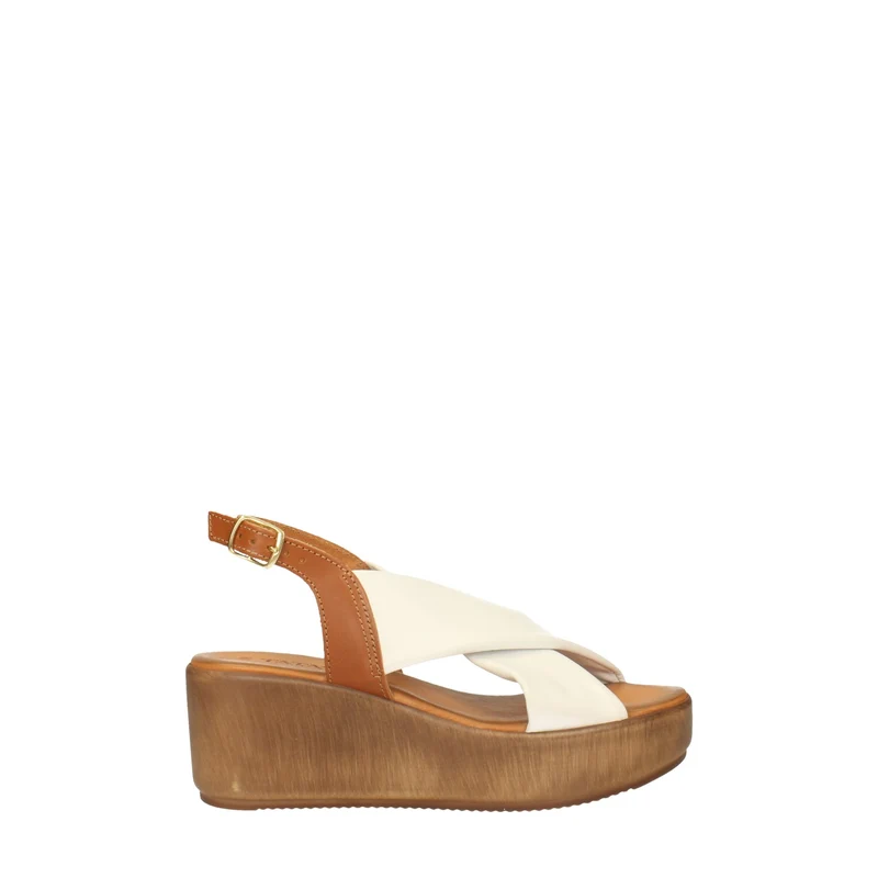Sandali con zeppa in vera pelle. Made in Italy. Tacco alto 6cm