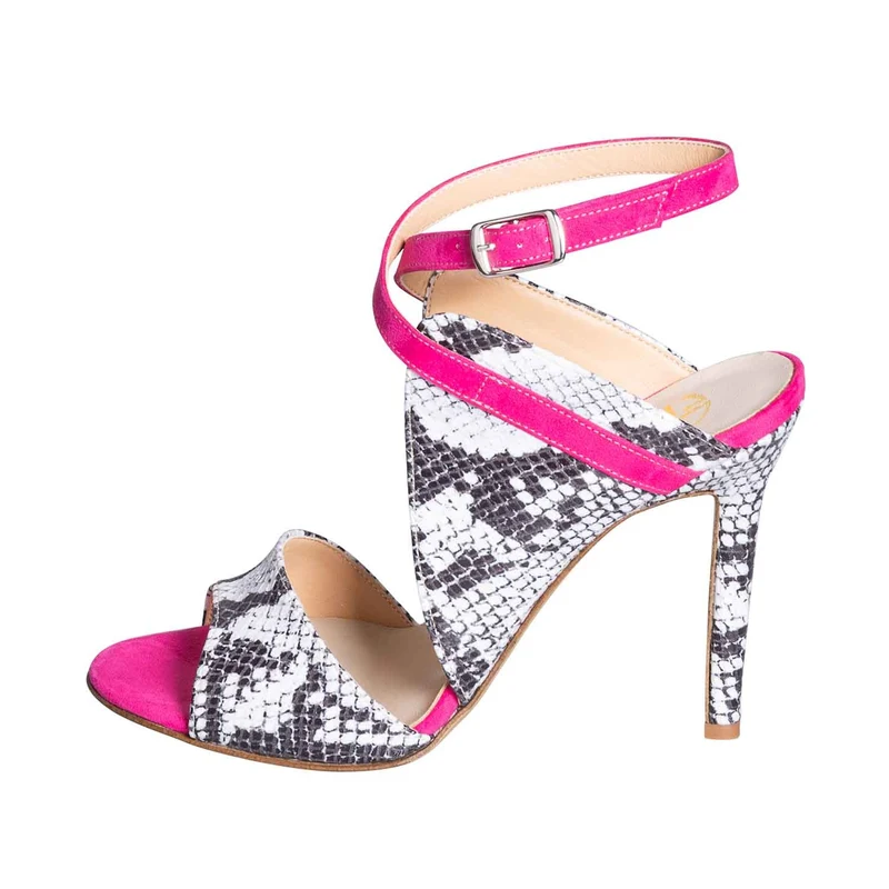 Sandalo pitonato tacco alto made in italy