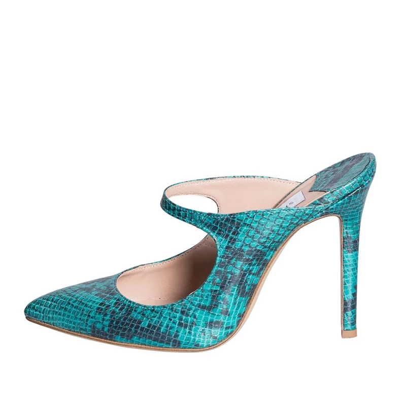 Scarpe pitonate con tacco alto verdi made in italy