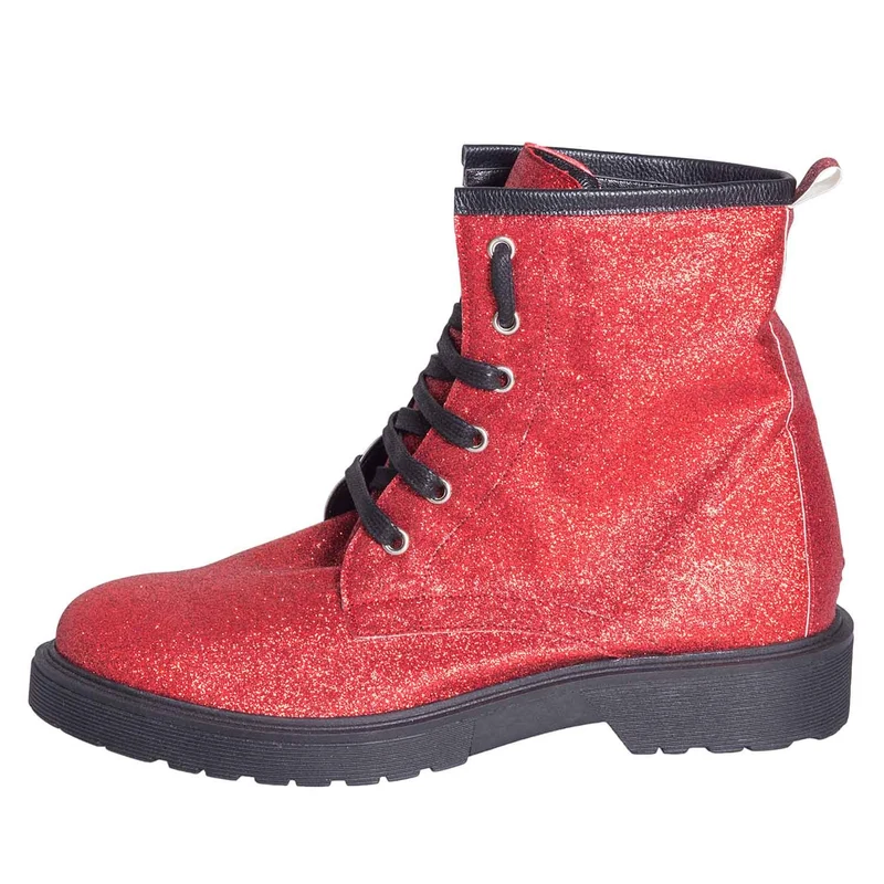 Anfibi scarpe rossi in glitter made in italy