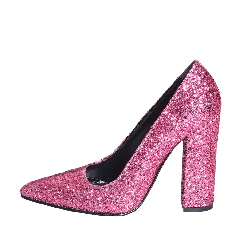Decoltè donna in glitter fucsia made in italy