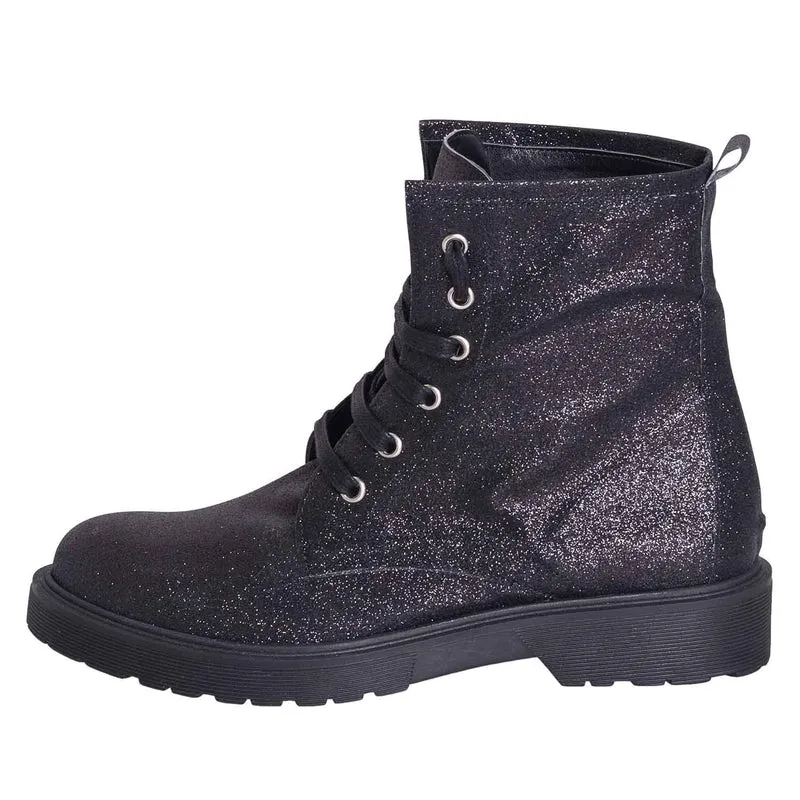 Anfibi scarpe neri in glitter made in italy