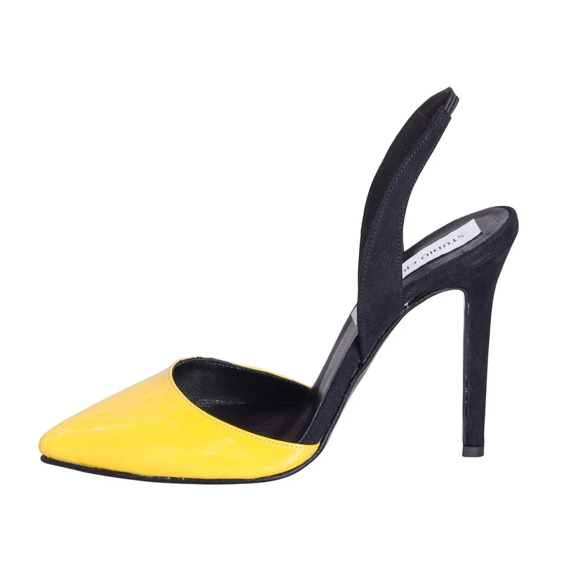 Scarpe a punta con tacco alto aperte giallo