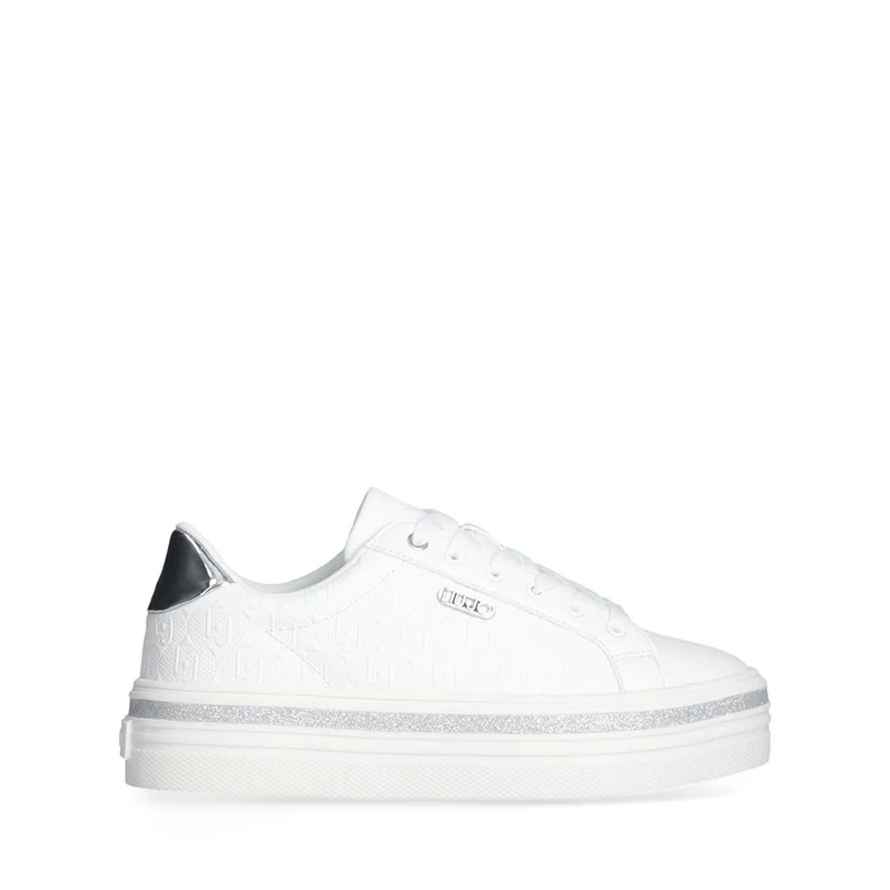 Sneakers Platform LIU JO Up 910 Bianche con Logo Embossed