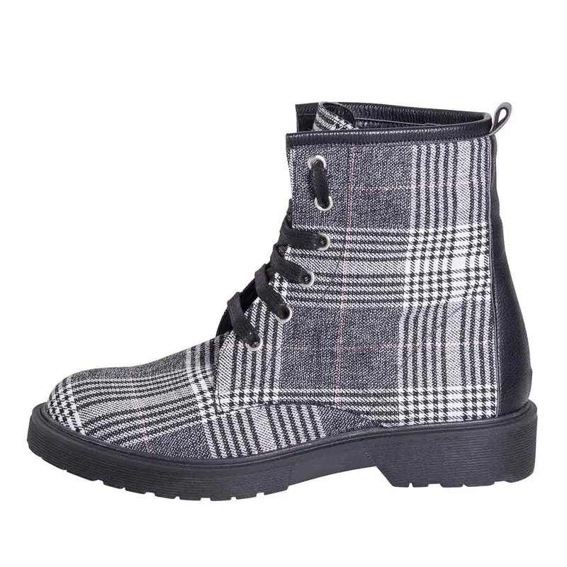 Anfibi donna in tweed grigio