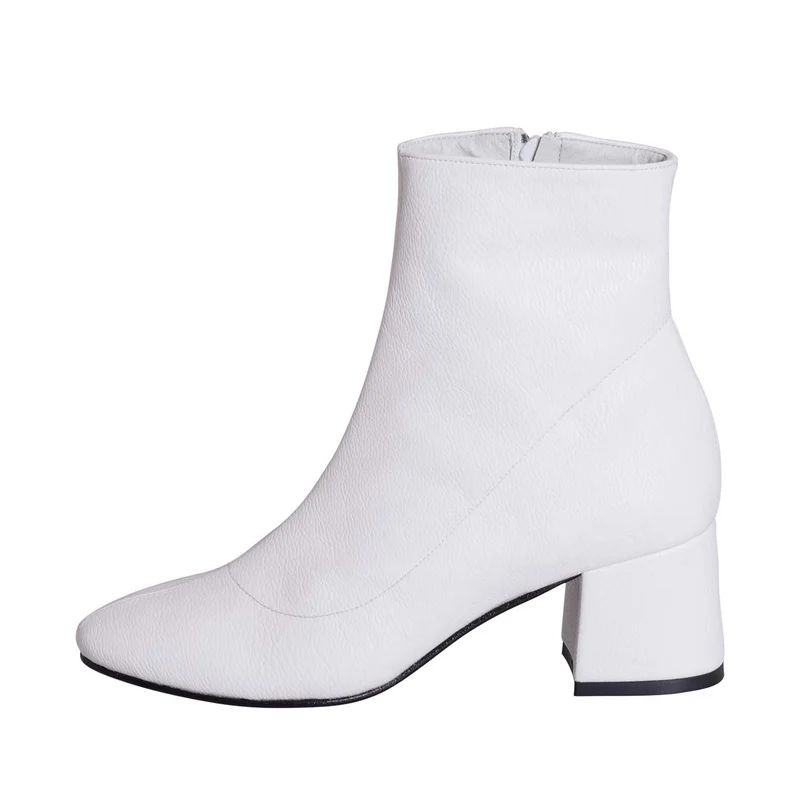 Stivaletti donna eco pelle bianco tacco basso