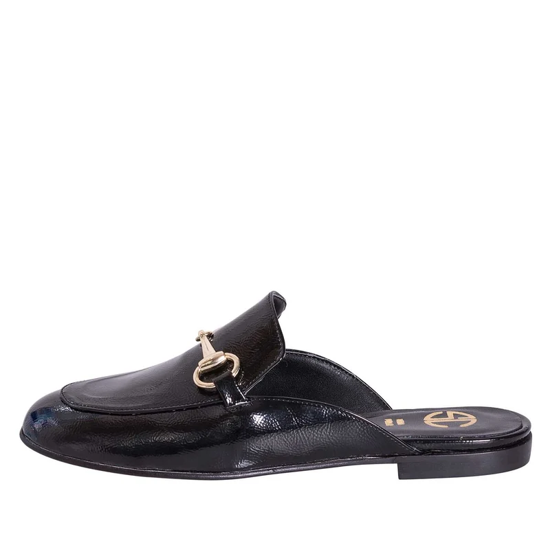 Sabot donna vernice nero con morsetto oro