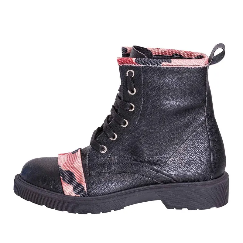 Anfibi donna neri con riporti camouflage