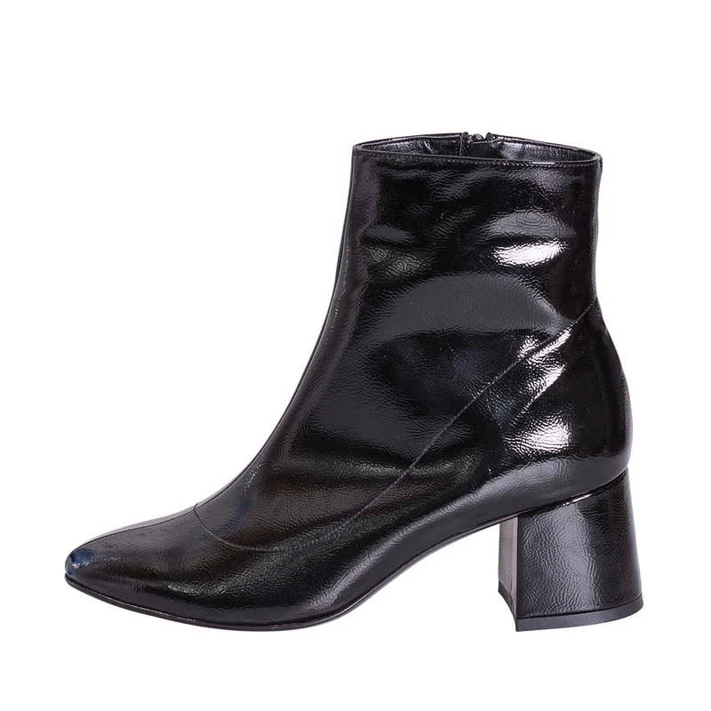 Stivaletti donna vernice nero tacco basso