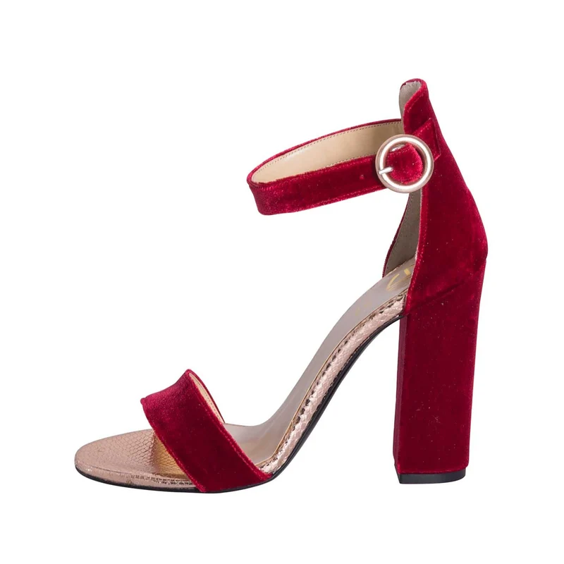 Sandali donna tacco alto velluto rosso