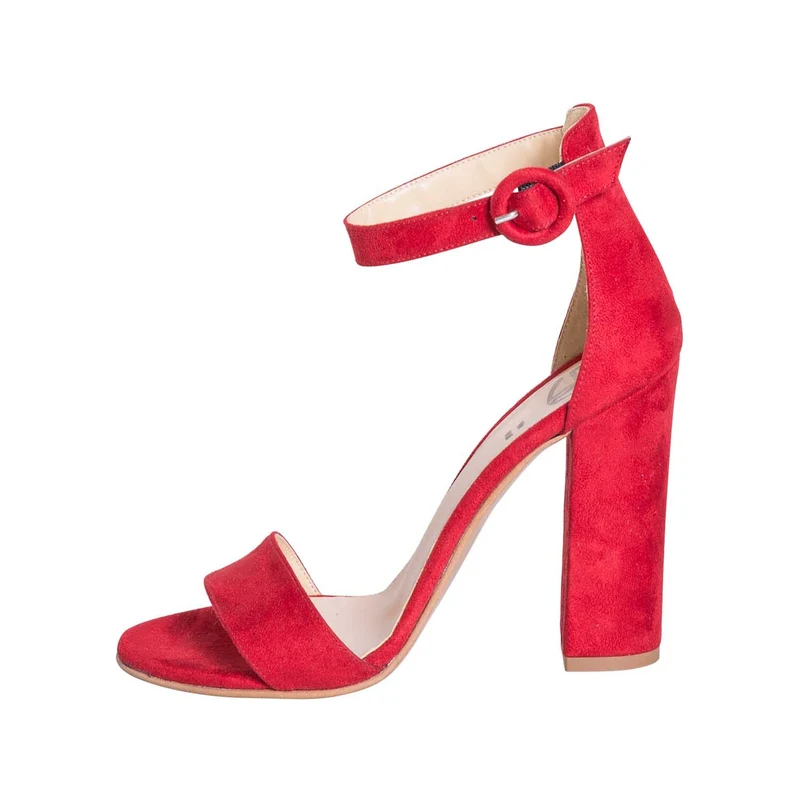 Sandali donna tacco alto camoscio rosso