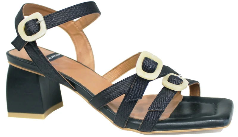 |SANDALO DONNA CINTURINI PELLE NERA|