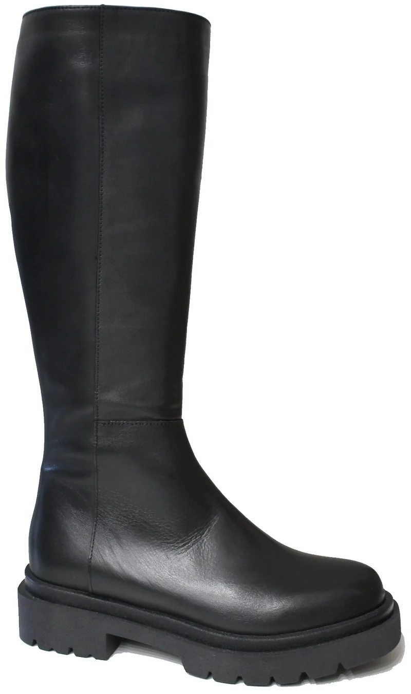 |STIVALE SUOLA CARRARMATO PELLE NERA|