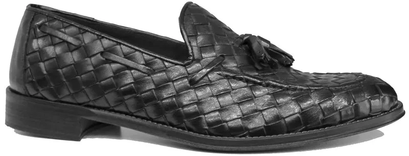 MOCASSINO INTRECCIATO UOMO PELLE NERA