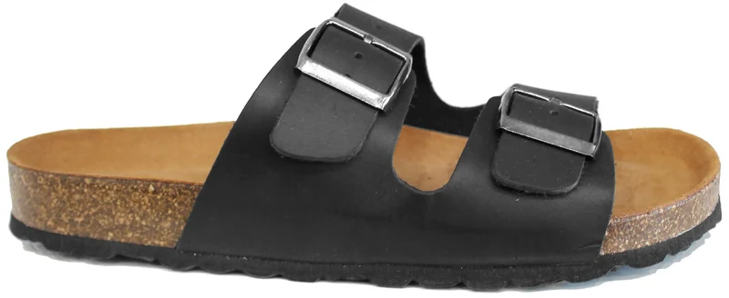CIABATTA UOMO DOPPIA FASCIA PELLE NERA