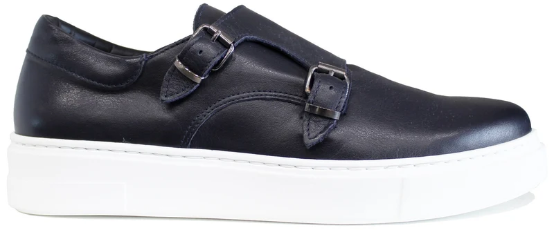|SNEAKER UOMO DOPPIA FIBBIA PELLE BLU|